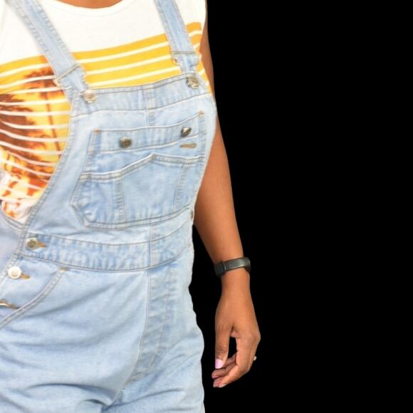 Vintage Bill Blass Bib Overalls Shorts Shortalls Blue Light Wash 90s Size Small - Picture 5 of 15